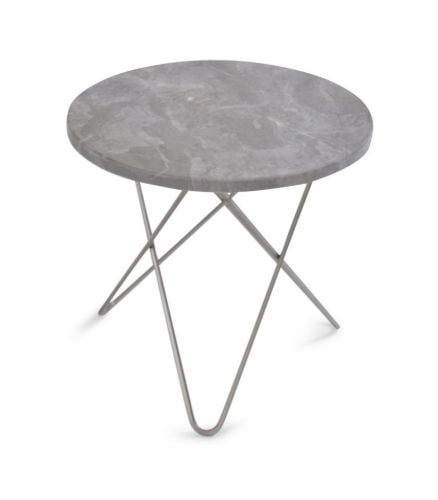 OX Denmarq MINI O Table Ø: 40 cm - Stainless Steel/Grey Marble
