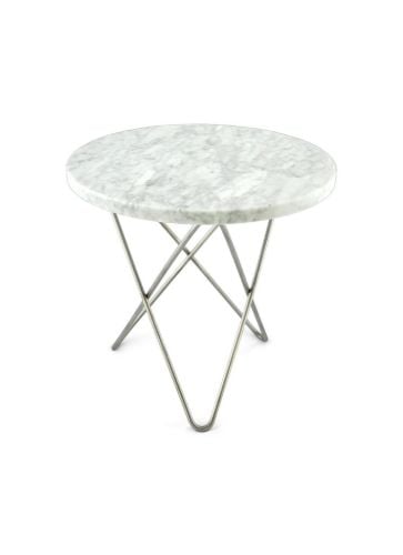 OX Denmarq MINI O Table Ø: 40 cm - Stainless Steel/White Carrara Marble