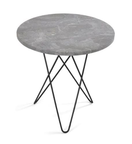 OX Denmarq MINI O Table Tall Ø: 50 cm - Black Powder Coated Steel/Grey Marble
