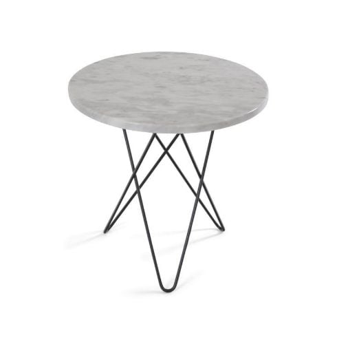 OX Denmarq MINI O Table Tall Ø: 50 cm - Black Powder Coated Steel/White Carrara Marble