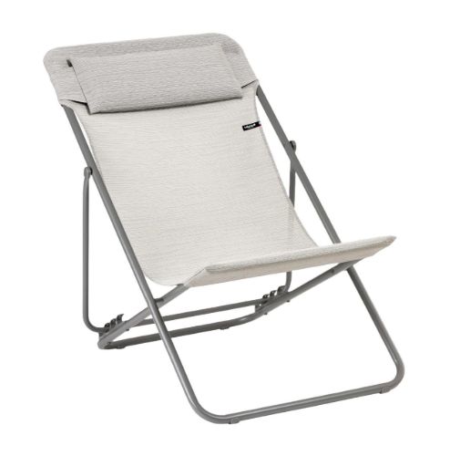 Lafuma Deckchair Maxi Transat Plus SH: 34 cm Batyline DUO - Galet/Titane