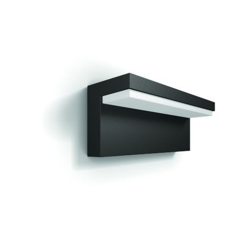 PHILIPS Bustian LED-Wandleuchte L: 22 cm - Anthrazitgrau/Aluminium/Warmweiß