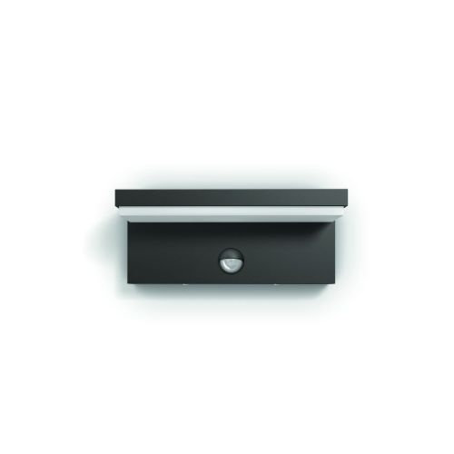 PHILIPS Bustian IR LED Væglampe m/Motion Sensor L: 22 cm - Antracitgrå/Aluminium/Varm Hvid