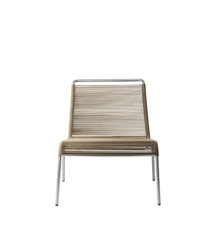 FDB Møbler M20L Teglgård Lounge Snorestol 72x66x64 cm - Rustfrit Stål/Brun Meleret