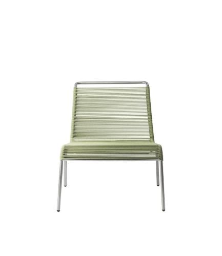 FDB Møbler M20L Teglgård Lounge Snorestol 72x66x64 cm - Rustfrit Stål/Grøn Meleret