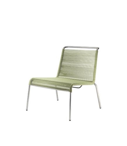 FDB Møbler M20L Teggård Lounge Cord Chair 72x66x64 cm - Edelstahl/Grün meliert