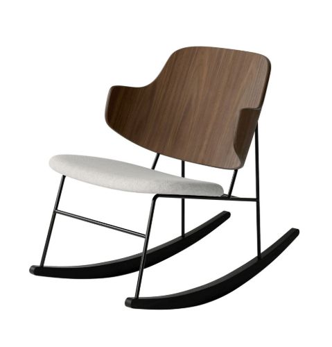 Audo Copenhagen The Penguin Schaukelstuhl SH: 42 cm – Walnuss/Hallingdal Grau