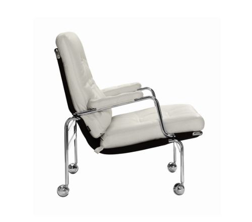 DUX Karin Sessel SH: 41 cm – Weiß/Leder