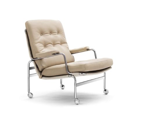DUX Karin Lænestol SH: 41 cm - Perle/Læder