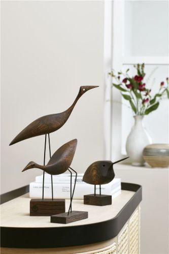 Warmer nordischer Schnabelvogel Großer Reiher 19x36 cm – Räuchereiche