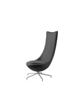 Bild von FDB Møbler L41 Bellamie Lounge Chair mit hoher Rückenlehne, drehbar, H: 122 cm – Stahl/Dunkelgrau