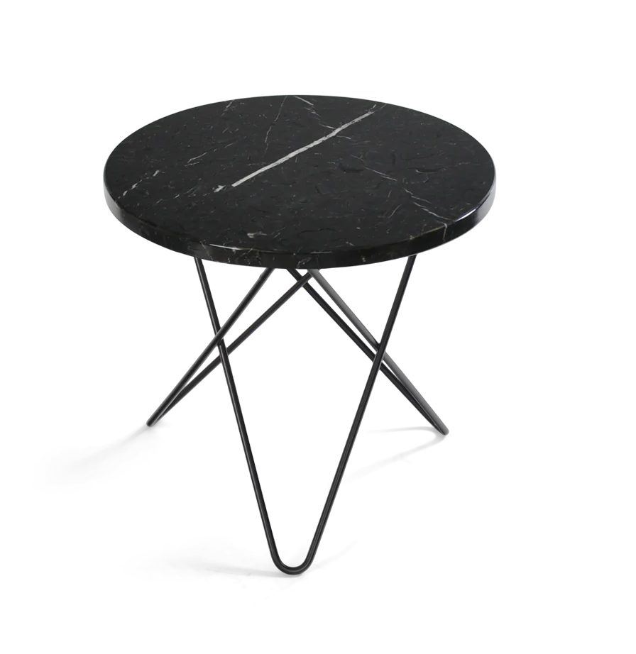 Bild von OX Denmarq MINI O Tisch Ø: 40 cm – Schwarz pulverbeschichteter Stahl/Schwarzer Marquina-Marmor