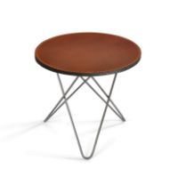 Bild von OX Denmarq MINI O Tisch Ø: 40 cm – Edelstahl/Leder Cognac