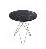 Bild von OX Denmarq MINI O Tisch Ø: 40 cm – Edelstahl/Schwarzer Marquina-Marmor