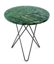 Bild von OX Denmarq MINI O Tisch hoch Ø: 50 cm – Schwarz pulverbeschichteter Stahl/grüner Indio-Marmor