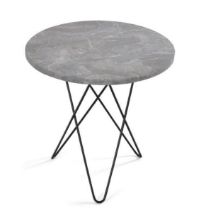 Bild von OX Denmarq MINI O Tisch hoch Ø: 50 cm – Schwarz pulverbeschichteter Stahl/Grauer Marmor
