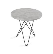 Bild von OX Denmarq MINI O Tisch hoch Ø: 50 cm – Schwarz pulverbeschichteter Stahl/weißer Carrara-Marmor