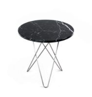 Bild von OX Denmarq MINI O Tisch hoch Ø: 50 cm – Edelstahl/schwarzer Marquina-Marmor