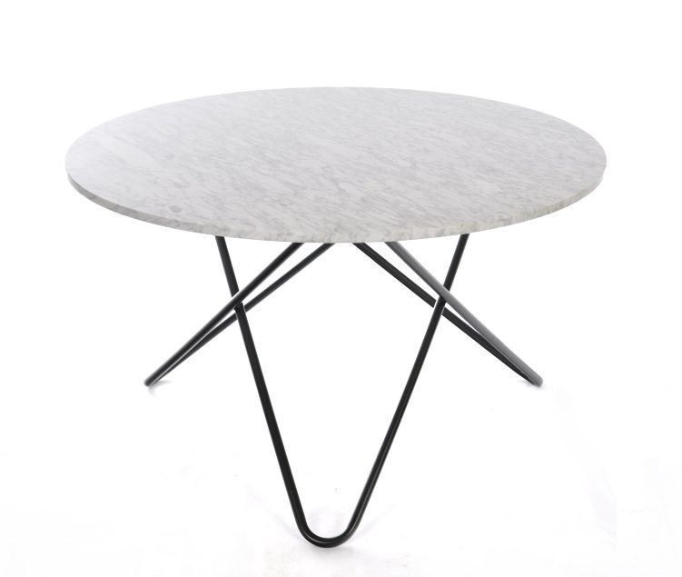 Bild von OX Denmarq BIG O Tisch Esstisch Ø: 120 cm – Schwarzpulverstahl/Weißer Carrara-Marmor