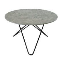 Bild von OX Denmarq BIG O Tisch Esstisch Ø: 120 cm – Schwarzpulverstahl/Grauer Marmor