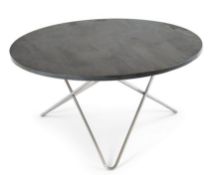 Bild von OX Denmarq O Table Couchtisch Ø: 80 cm – Edelstahl/rustikaler Schiefermarmor