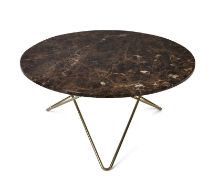 Bild von OX Denmarq O Table Couchtisch Ø: 80 cm – Messing/brauner Emperador-Marmor