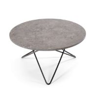 Bild von OX Denmarq O Table Couchtisch Ø: 80 cm – Schwarz pulverbeschichteter Stahl/Grauer Marmor