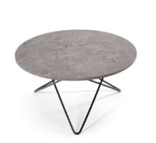 Bild von OX Denmarq O Table Couchtisch Ø: 80 cm – Schwarz pulverbeschichteter Stahl/Grauer Marmor