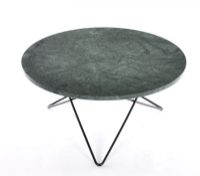 Bild von OX Denmarq O Table Couchtisch Ø: 80 cm – Schwarz pulverbeschichteter Stahl/Grüner Indio-Marmor