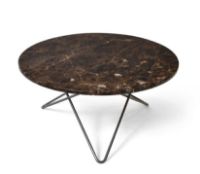 Bild von OX Denmarq O Table Couchtisch Ø: 80 cm – Schwarz pulverbeschichteter Stahl/Brauner Emperador-Marmor