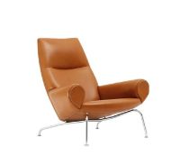 Bild von Fredericia Furniture Erik Jørgensen Wegner Queen Sessel SH: 36 cm – Max 95 Cognacfarbenes Leder/gebürstetes Chrom