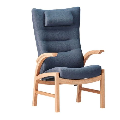 Farstrup Cantate 6011 Lænestol SH: 38 cm - Eg/Støvet Blå