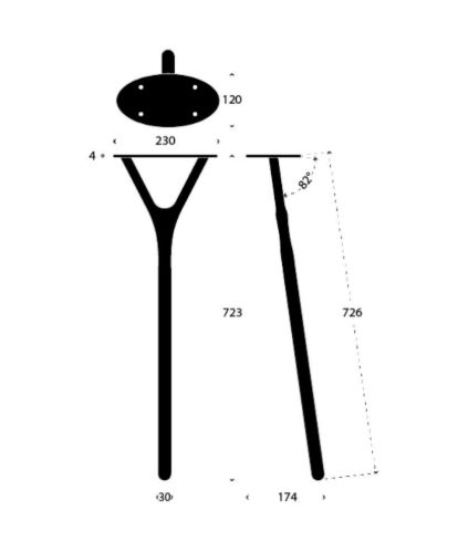 FROST WISHBONE Tischbein 8001 H: 72,6 cm – Mattschwarz