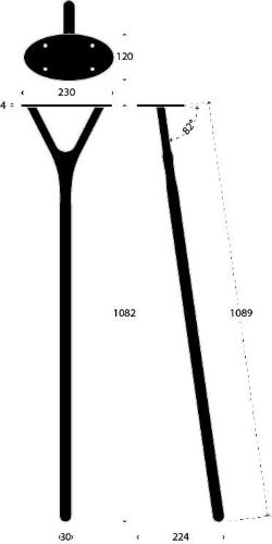 FROST WISHBONE Tischbein 8002 H: 108,9 cm – Mattschwarz
