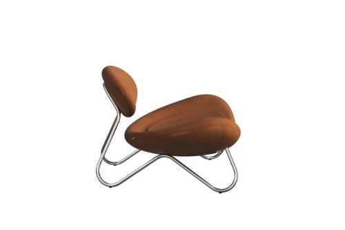 Woud Meadow Lounge Chair SH: 37 cm – Envy Leder Cognac/Chrom