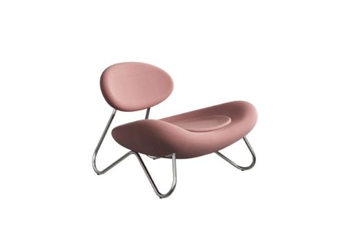 Woud Meadow Lounge Chair SH: 37 cm - Vidar Pink/Chrome