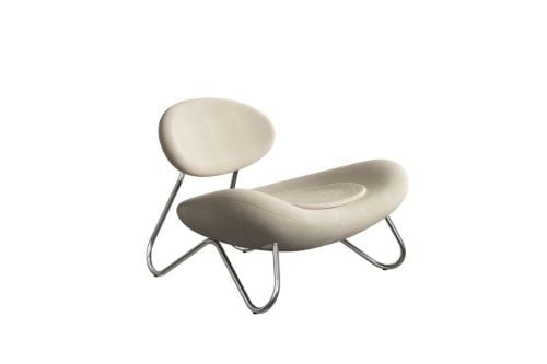 Woud Meadow Lounge Chair SH: 37 cm - Sisu Beige/Chrome
