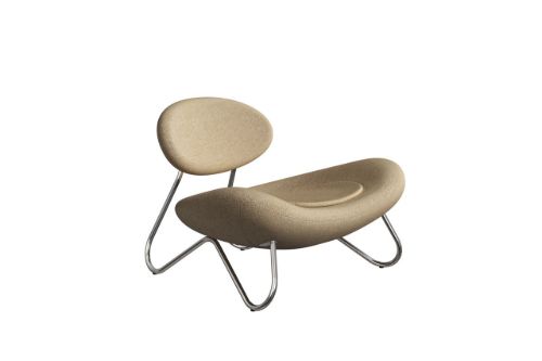 Woud Meadow Lounge Chair SH: 37 cm - Ecriture Beige/Chrome