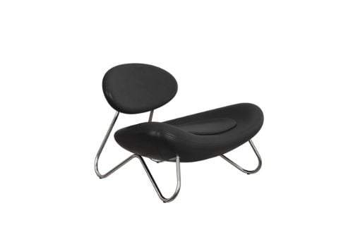 Woud Meadow Lounge Chair SH: 37 cm - Dunes Leather Black/Chrome