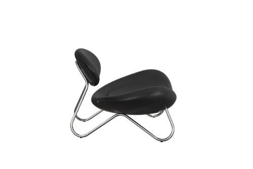 Woud Meadow Lounge Chair SH: 37 cm – Dunes Leder Schwarz/Chrom