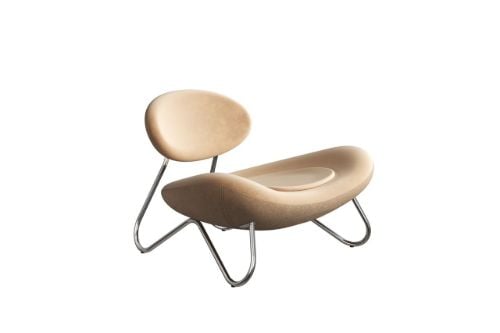 Woud Meadow Lounge Chair SH: 37 cm - Duet Leather Brown/Chrome