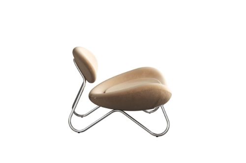 Woud Meadow Lounge Chair SH: 37 cm – Duet Leder Braun/Chrom