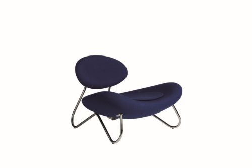 Woud Meadow Lounge Chair SH: 37 cm - Vidar Blue/Chrome