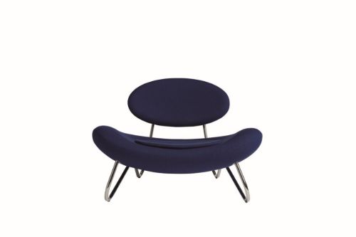Woud Meadow Lounge Chair SH: 37 cm – Vidar Blau/Chrom