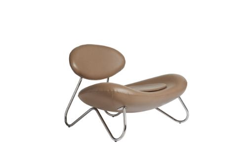 Woud Meadow Lounge Chair SH: 37 cm - Envy Leather Nougat/Chrome