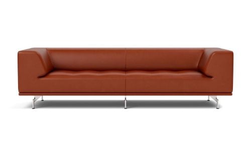 Fredericia Furniture 4511 Delphi 3 Pers. Sofa L: 240 cm - Læder Cera 905 Russet Brown/Børstet Aluminium