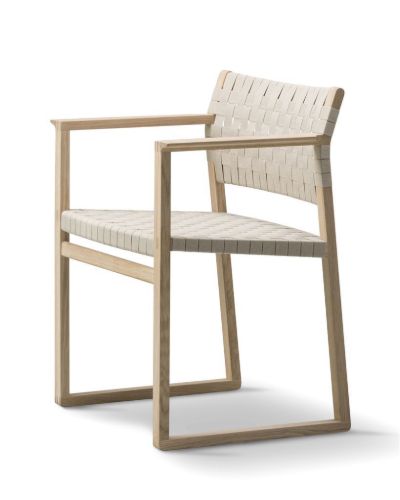 Fredericia Furniture BM62 Børge Mogensen Stuhl SH: 45,5 cm – Lackierte Eiche/Naturgeflecht