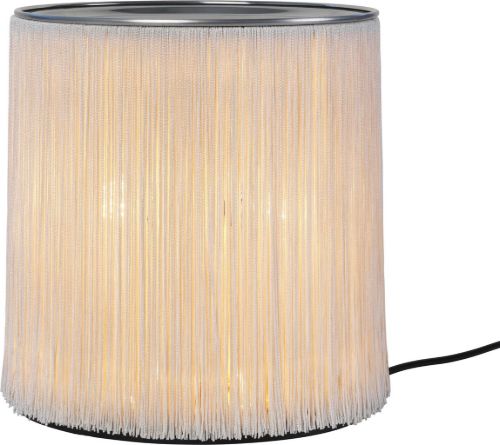 GUBI Modell 597 Tischlampe H: 29 cm – Poliertes Aluminium/Cremefarbene Fransen