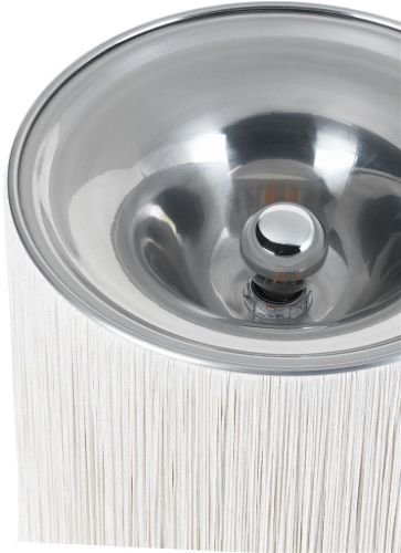 GUBI Modell 597 Stehleuchte H: 45 cm – Poliertes Aluminium/Cremefarbene Fransen
