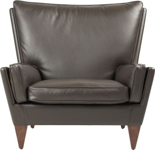 GUBI V11 Lounge Chair  Fully Upholstered - Solid American Walnut/Smooth Leather Coffee